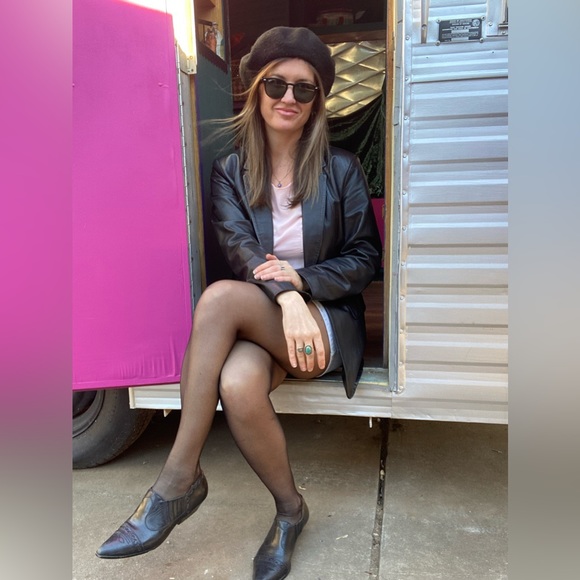 Vintage 80s leather blazer jacket - Picture 3 of 9